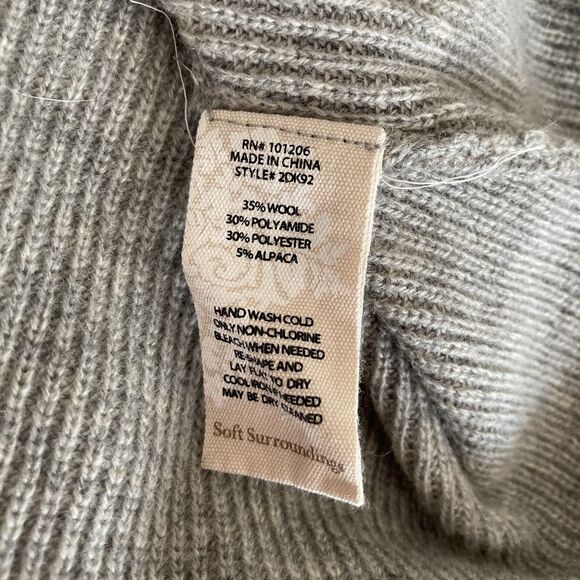 Soft Surroundings Womens V Neck Sweater Large Pullover Wool Alpaca Blend Gray - Picture 12 of 12